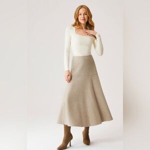 OGL Neutral A-Line Maxi Skirt in Beige